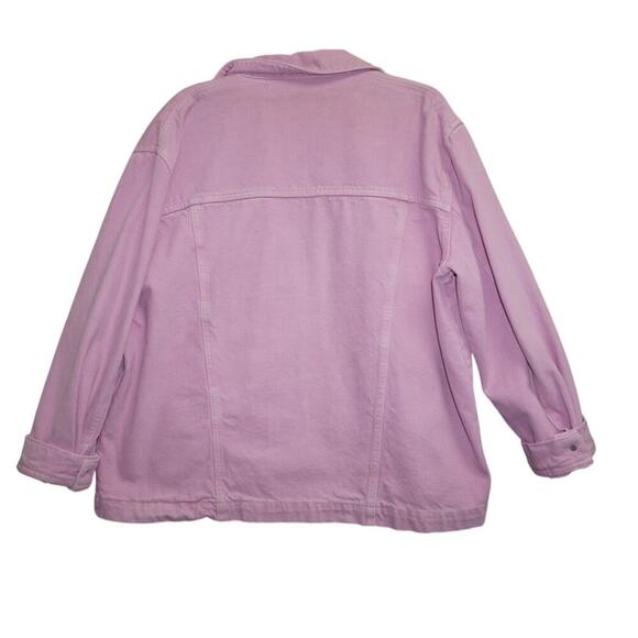 Zara Woman Oversized Pink Denim Jacket Button Front Long Sleeve Women’s Size M - Picture 3 of 4